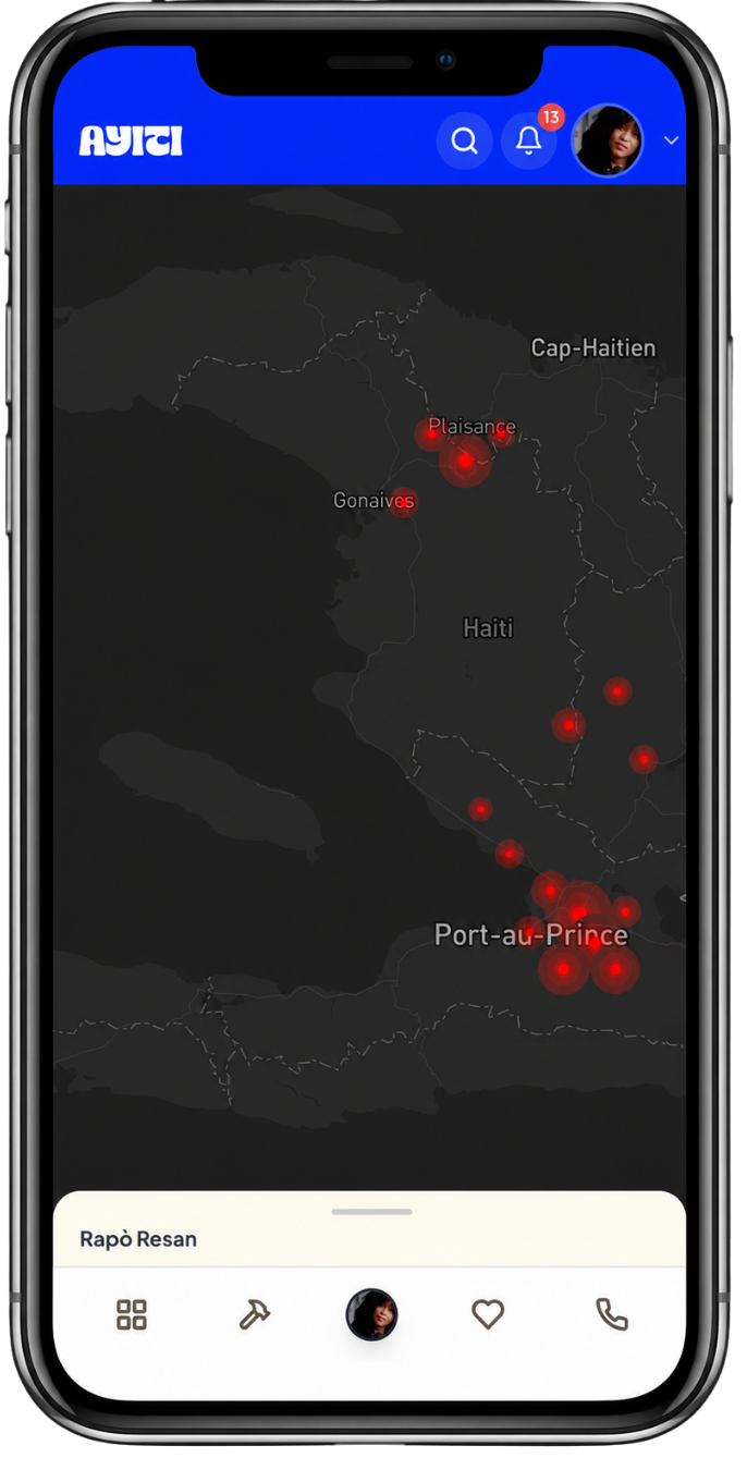 App Ayiti a k ap montre kat sekirite a ak rapò atravè Pòtoprens, Gonayiv, ak Okap